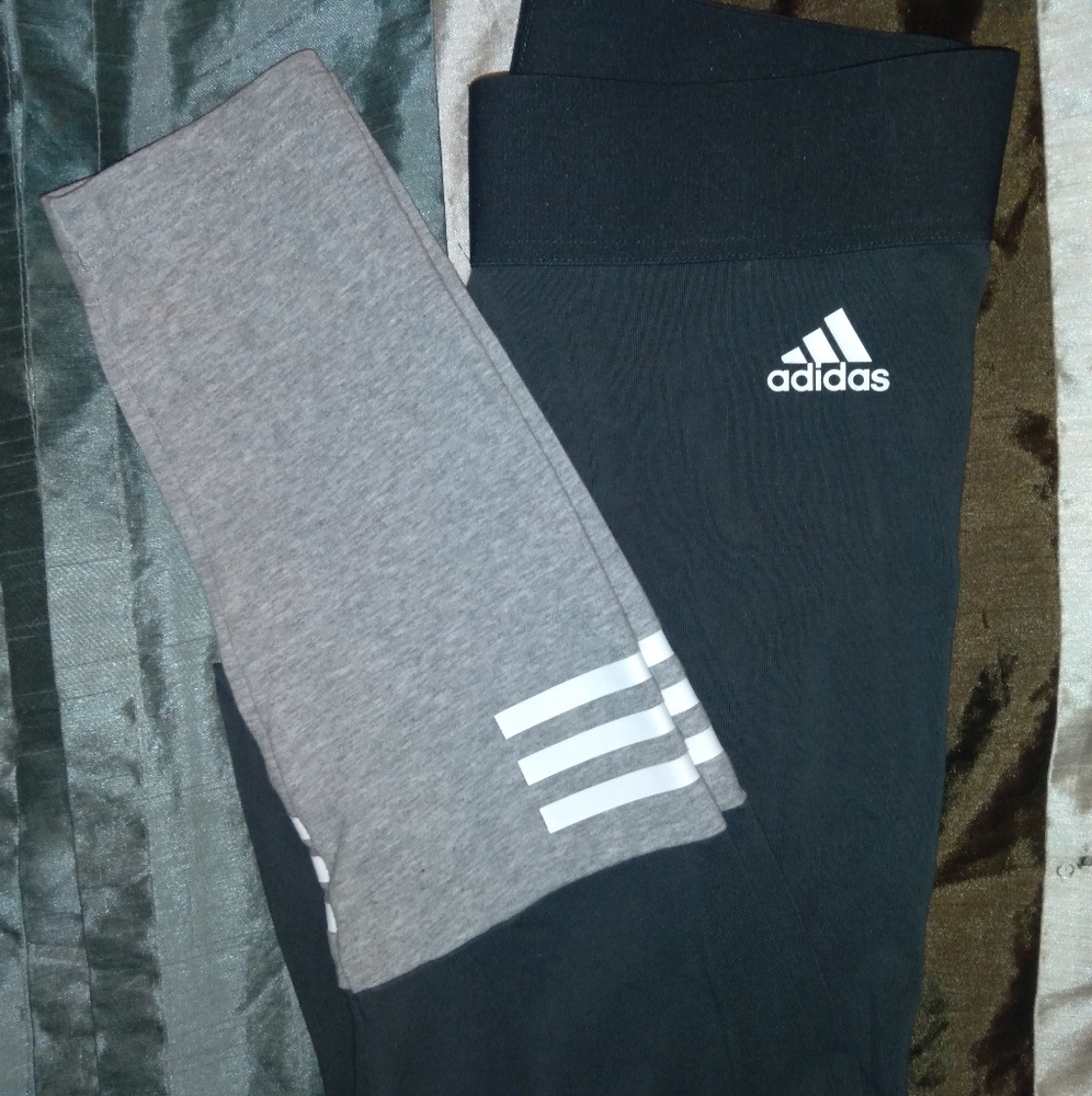 Adidas Leggings size large dark and light gray